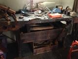 Antique wood workbench