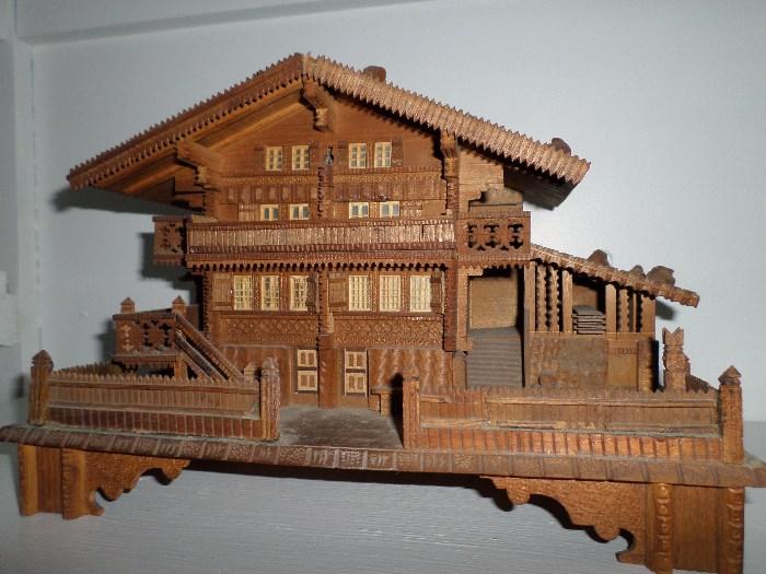 Antique Carved Wooden House