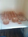 Pink 8 piece depression glass