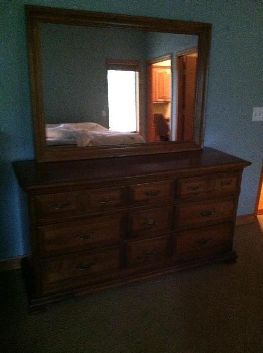 Large pecan dresser with mirror