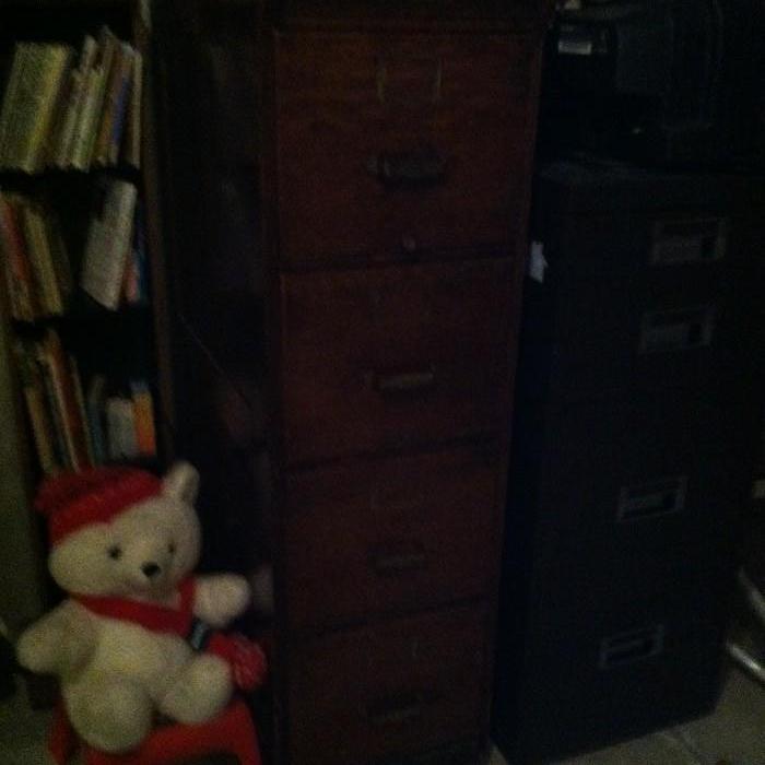 Antique file cabinet & metal cabinet