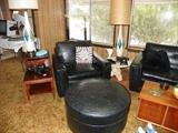 1960's black chair and very large ottoman
