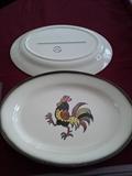 D1   Metlox Poppy Trail Red Rooster Serving Platters, excellent condition no chips. 13” X 10”