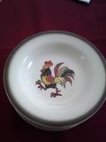 D3   Metlox Poppy Trail Red Rooster set of 5, 8” Deep Soup Bowls (Very Rare) 