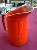 D19  Metlox Poppy Trail  Red Rooster, Breakfast/Milk Pitcher 4 ½” wide by 7” tall (Excellent Condition)