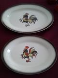 D21  Metlox Poppy Trail  Red Rooster, 2 platters 8” by 11” & 10” by 13” (Excellent Condition)