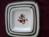 D34  Metlox Poppy Trail  Red Rooster, Set of 3, Ashtrays, 8 ½” , 10 ½” & 12 1/2 “ (Would make great serving pieces) (Excellent Condition)