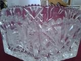 C2  American Brilliant Period Cut Crystal Octagon crystal bowl with Saw tooth edge and Diamond cut sides, 7” wide (Excellent Condition)