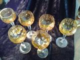 C13   Antique  Bleikrstall  Bavaria-Germany,  set of 6, 8” Clear to Amber Wine Glasses ( Perfect Condition)
