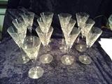 C21  Spectacular set of 11, Nachtmann Traube of Germany, 7 ¾” Wine Flutes  with Diamond Cut Detailing* 2 of the flutes  have very small chips on the rim, (Excellent Condition)