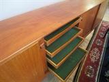 drawers in Danish Modern sideboard.