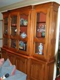beautiful large china cabinet - solid wood & lighted