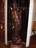 5'5" tall wood carved oreintal statue