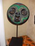 tribal wood carved & beaded mask