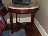 wood & marble end tables - 2 each