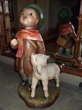 Anri wood boy w/ sheep - 21" tall