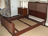 queen wood & cane sleigh bed