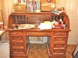 Heavy oak roll-top desk; great condition