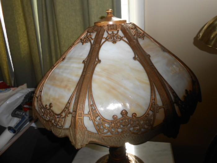 arts & craft slag glass lamp circa 1920's