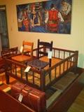19th Crib, Mahogany Queen Bed Frame, 1960's art.