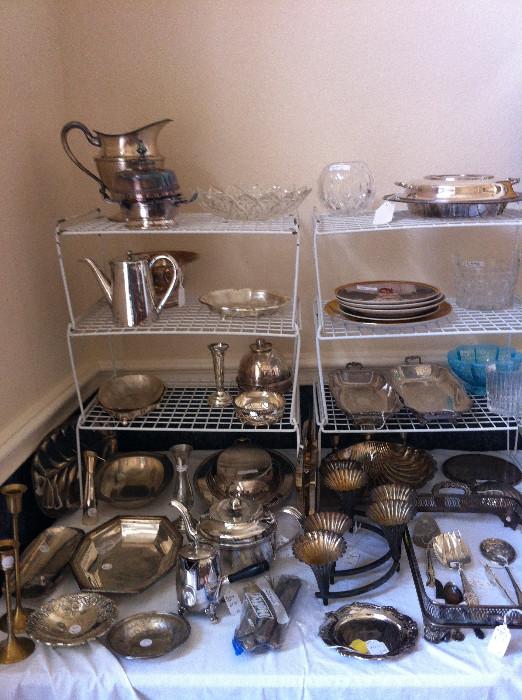                     Sterling & silver plate serving pieces