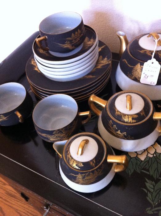                          Asian tea set with plates