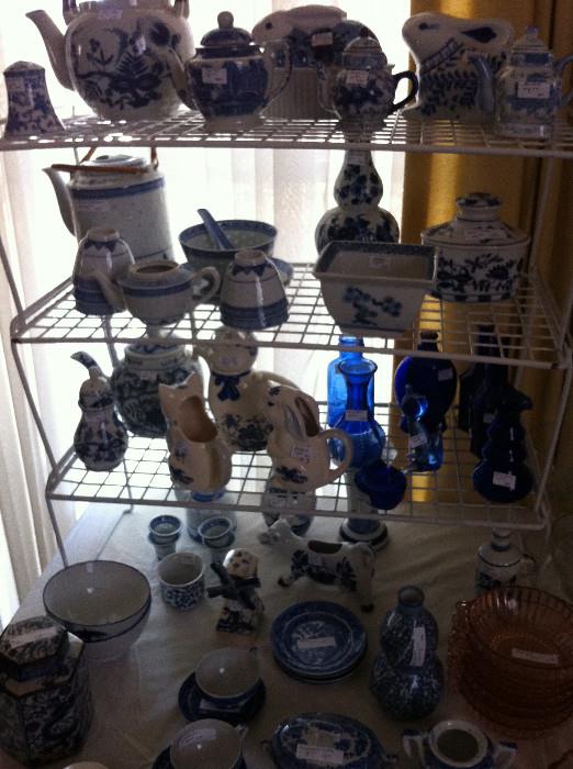                          Many blue & white items