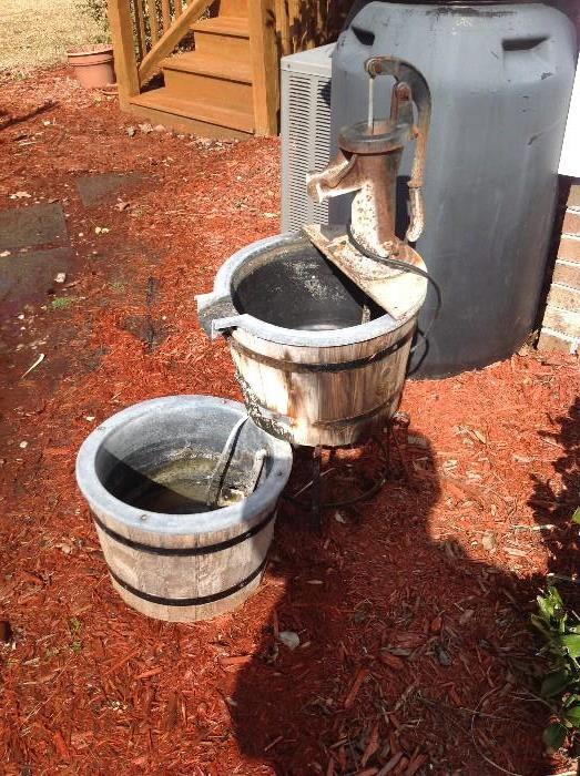 Pump Wood Barrel Water Fountain $ 140.00
