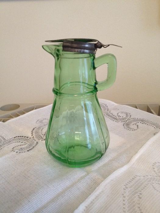 Green Depression Glass Syrup