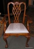One of four Dining chairs, all need recovered as are soiled but solid chairs