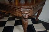 Renaissance Revival Oak Table Incorporating a Lion's Head on Each Leg