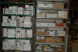 There are shelves filled with molds