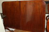 New mahogany Chippendale table with double pedestals, 2 leaves and 6 chairs