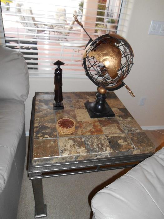Slate and steel end table - one of two