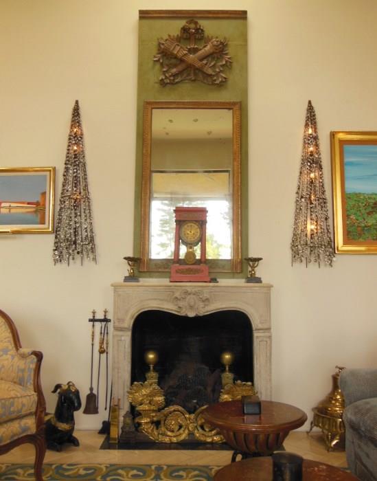 A pair of Fabulous Pyramid Crystal Wall Sconces, purchased from Tony Duquette (but not designed by him).