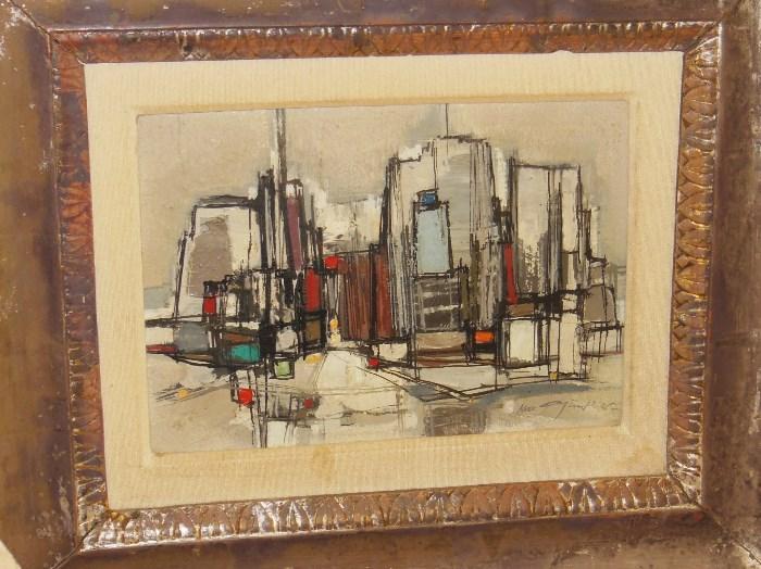 Cool Mid-Century Painting by Max Gunther, listed