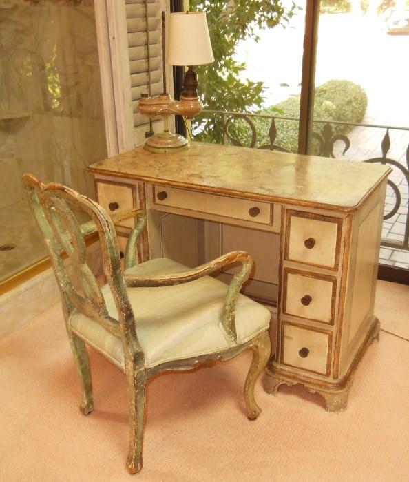 Antique Italian Painted Armchair (Antique Italian Painted Kneehole Desk SOLD)