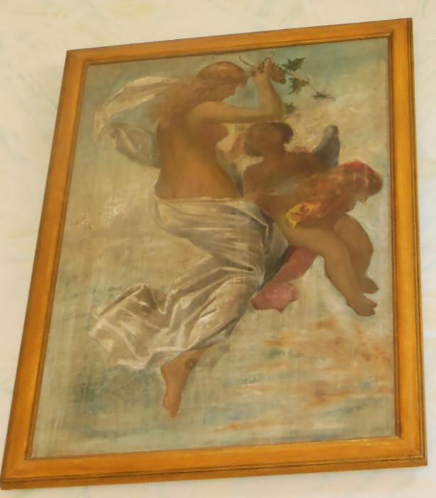 One of a Pair of 18th. C. Italian Angelic Canvases