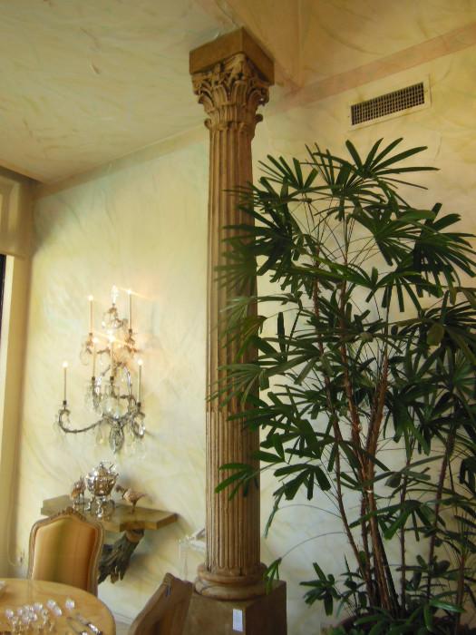 Pair of Tall Antique Wood Columns