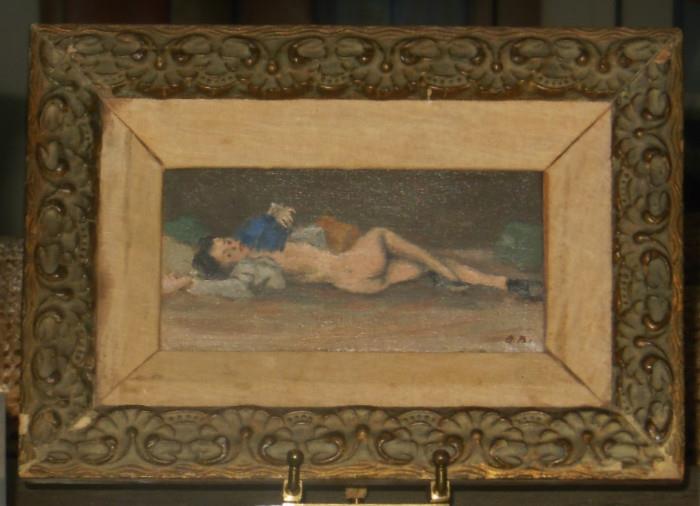"Recumbant Nude" - tiny original painting by a listed artist (ok, can't remember his name, but he's good!)