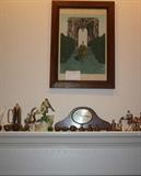 Clock, nativity scene, glass, brass older items