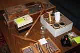 Edison records, early view master, yarn weaving items, boxes, camera