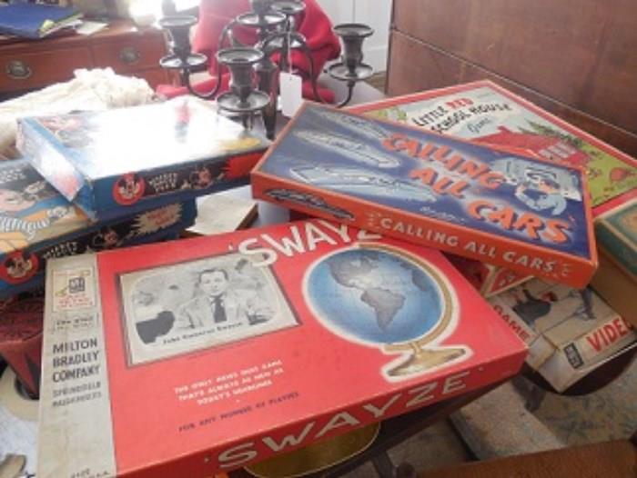 Some of the games from the 50's  "Calling all Cars" from the Dragnet TV Show  and "Swayze" is another from a 1950's tv show.  Both are in good condition.