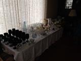 CHRYSTAL GLASSES, FINE CHINA, VASES