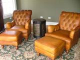 Two Leather Chairs and Ottomans by Emerson, purchased at Walter E. Smith - Never sat on!