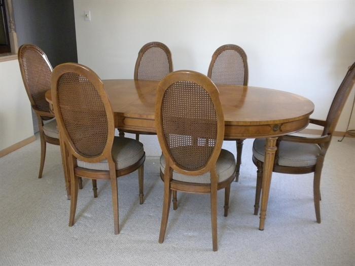 Fancher oval dining table, 6 chairs (2 with arms)