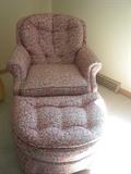 Henredon reupholstered chair and ottoman