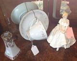 Royal Doulton figurine and antique hat pin holder
