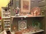 Pink and green Depression glass