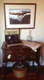 Petite mahogany sideboard, original watercolor